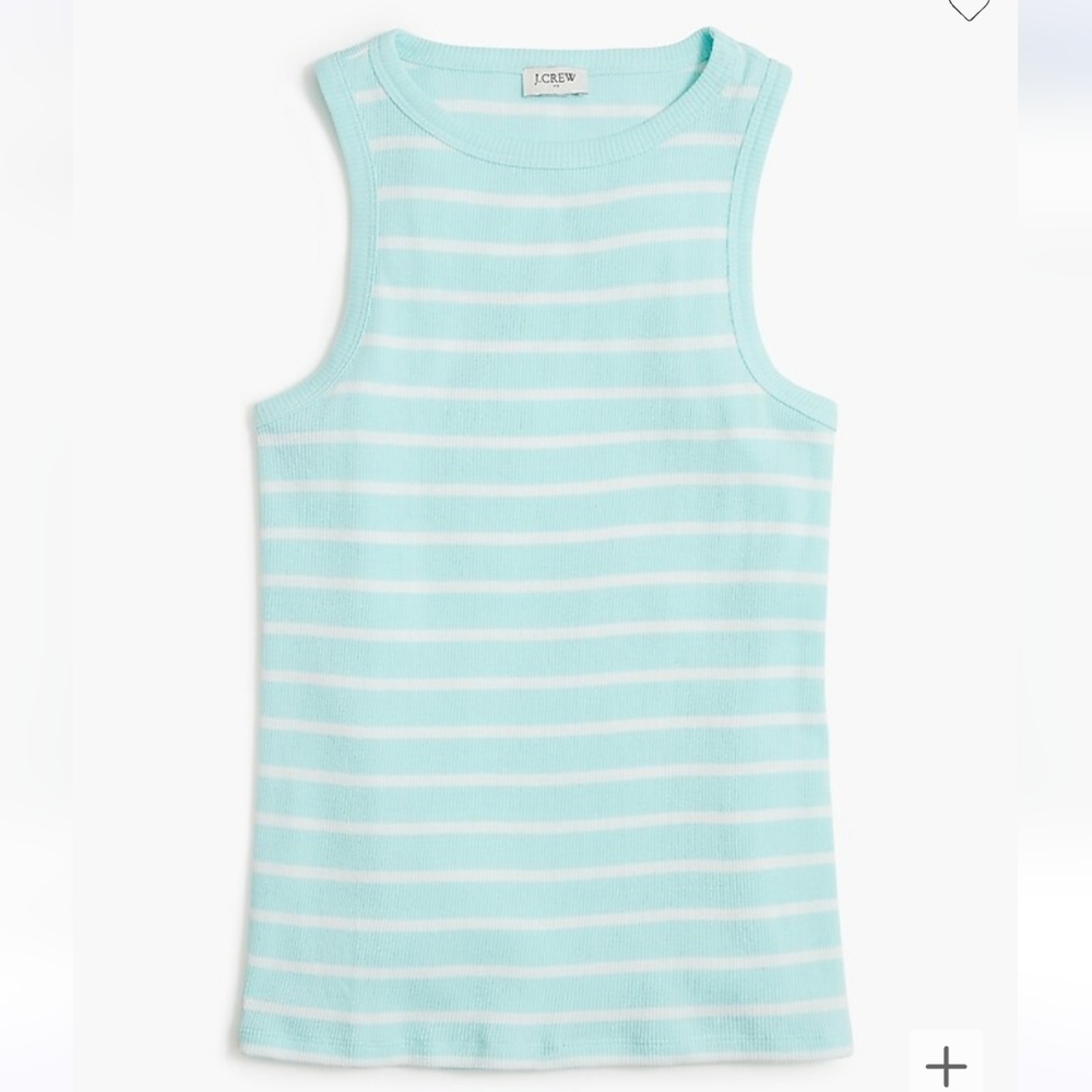 J Crew Stiped High-Neck Ribbed Tank